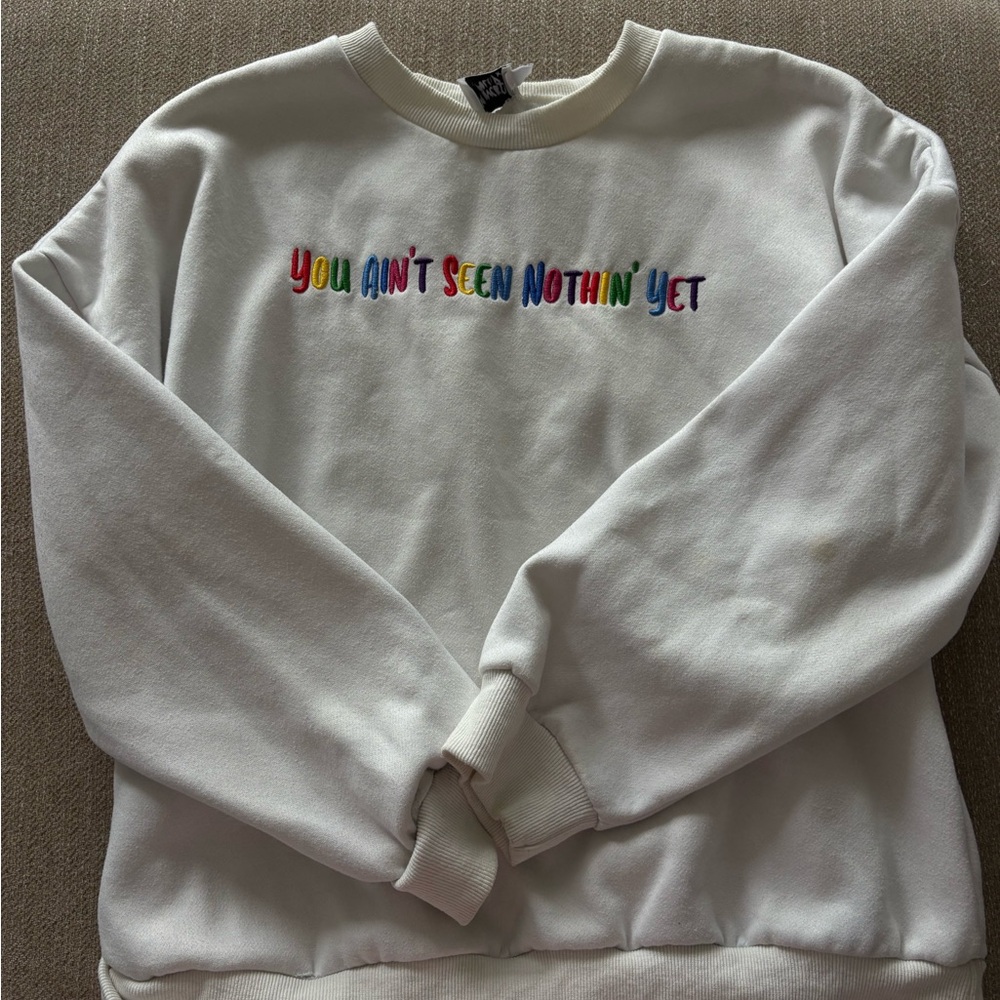 Princess Polly Cream Sweatshirt with Multicolor Text